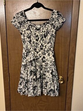 princess polly baby blue dress Kimono Sleeve Hawaiian Dress With Slit Design - Black/White Monstera L
